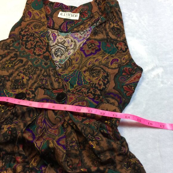 Vintage R.J. Stevens Jumper Dress Size 10P Womens Petite Brow Paisley Sleeveless - Picture 7 of 15